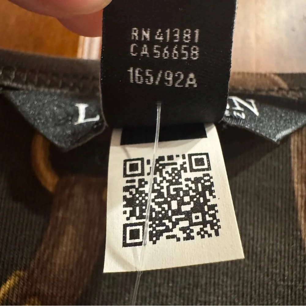 NWT LAUREN RALPH LAUREN Belting-Print Long-Sleeve Cotton Tee Size PM - Picture 8 of 13